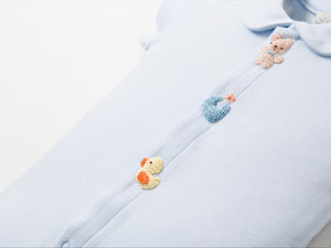 編みモチーフの半袖カバーオール/クマ・ウサギ