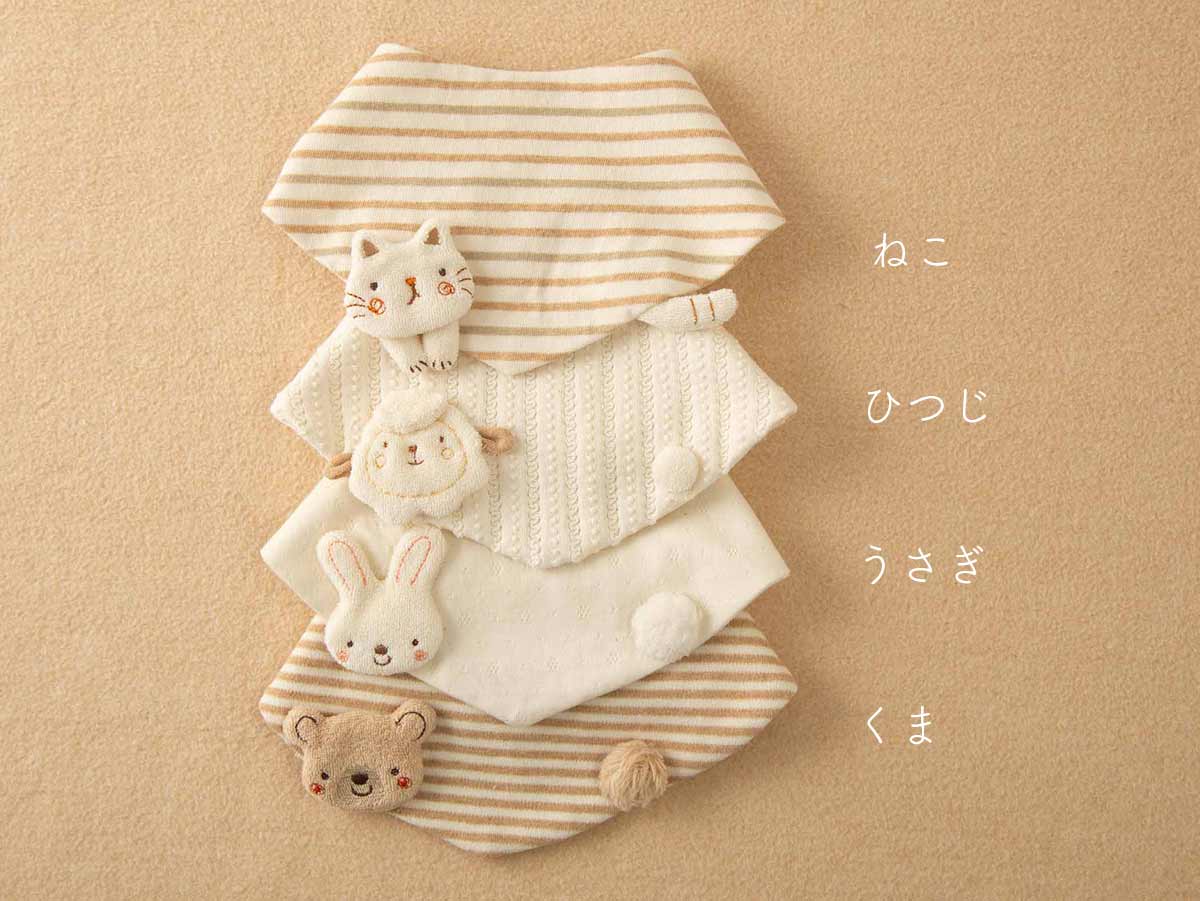 ハンドメイドスタイ　ネックウォーマー　くま　うさぎ　くれは スタイ/手編みモチーフ くま・うさぎ – My little tailor