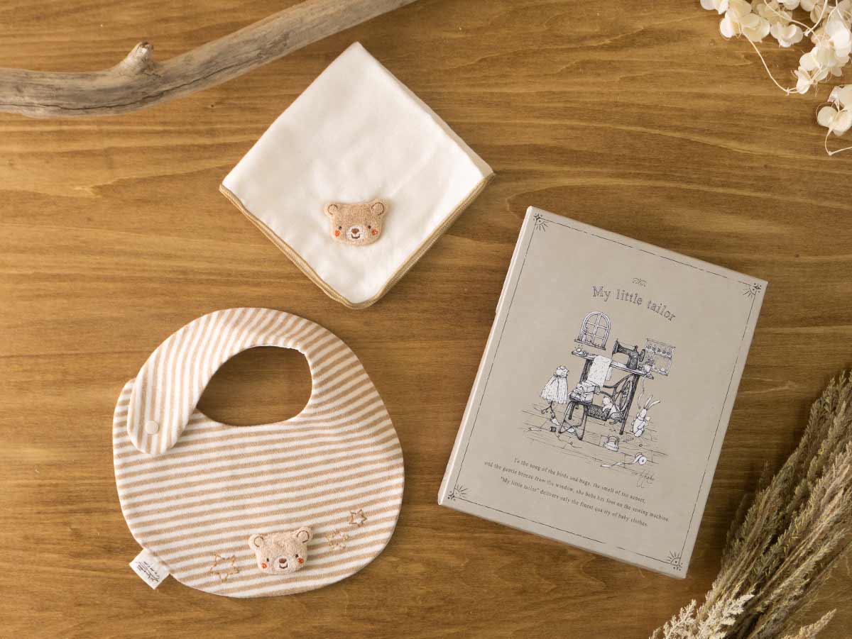 有料ラッピング付】くまのスタイ/ハンカチセット – My little tailor