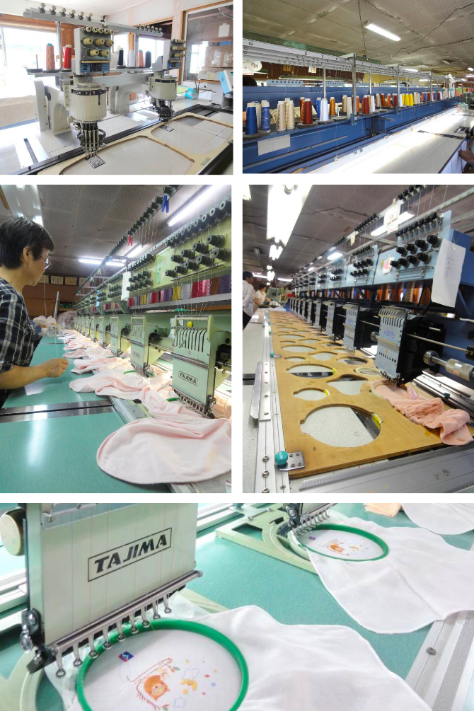 刺繍工場の様子。